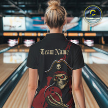 Load image into Gallery viewer, Custom Black And Red Pirate Bowling Women Quarter-Zip Shirts, Bowling Team Shirt IPHW9048
