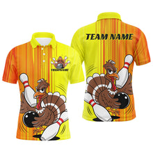 Load image into Gallery viewer, Orange And Yellow Custom Funny Turkey Bowling Shirts For Men, Thanksgiving Bowling Team Outfits IPHW7660