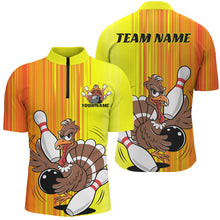 Load image into Gallery viewer, Orange And Yellow Custom Funny Turkey Bowling Shirts For Men, Thanksgiving Bowling Team Outfits IPHW7660