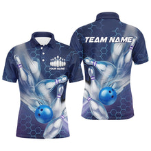 Load image into Gallery viewer, Custom Blue Striking Bowling Shirts For Men, Bowling League Shirts Bowling Team Jerseys IPHW7665