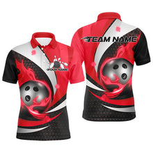 Load image into Gallery viewer, Black And Red Flame Custom Bowling Shirts For Men, Bowling League Shirts Bowler Outfits IPHW7668