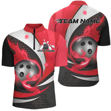 Load image into Gallery viewer, Black And Red Flame Custom Bowling Shirts For Men, Bowling League Shirts Bowler Outfits IPHW7668