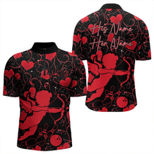 Load image into Gallery viewer, Black And Red Custom Valentines Day Bowling Quarter-Zip Shirts For Men, Bowling Couple Shirt IPHW8329