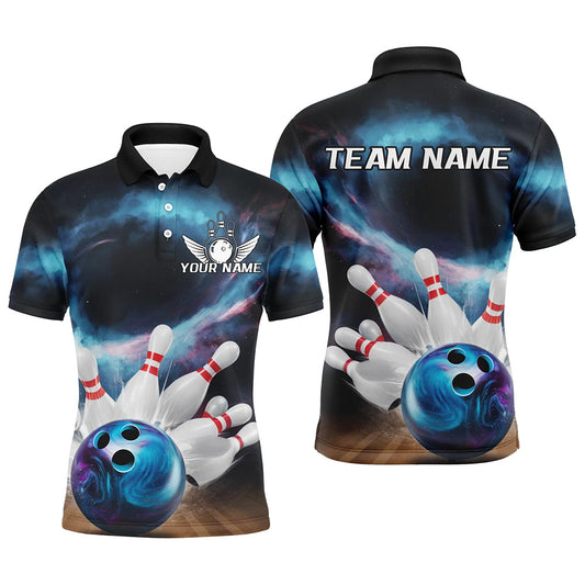 Custom Galaxy Bowling Shirts For Men, Bowling League Shirts Team Jerseys Bowlers Outfits IPHW7677