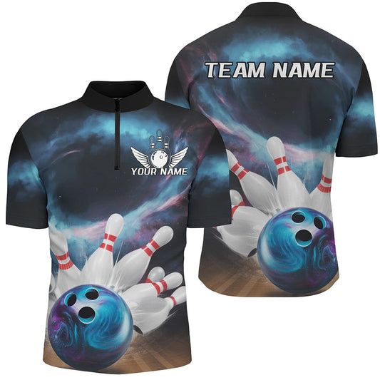 Custom Galaxy Bowling Shirts For Men, Bowling League Shirts Team Jerseys Bowlers Outfits IPHW7677