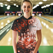 Load image into Gallery viewer, Custom Dreamy Orange Roses And Butterfly Women Bowling Quarter-Zip Shirt, Ladies Outfit IPHW10900