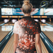 Load image into Gallery viewer, Custom Dreamy Orange Roses And Butterfly Women Bowling Quarter-Zip Shirt, Ladies Outfit IPHW10900