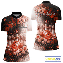 Load image into Gallery viewer, Custom Dreamy Orange Roses And Butterfly Women Bowling Quarter-Zip Shirt, Ladies Outfit IPHW10900