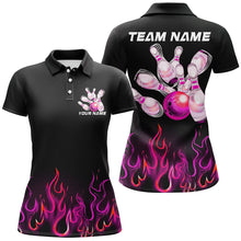 Load image into Gallery viewer, Custom Pink Flame Bowling Shirts For Women, Personalized Bowling Team Shirts IPHW7379