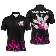 Load image into Gallery viewer, Custom Pink Flame Bowling Shirts For Men, Personalized Bowling Team Shirts IPHW7379