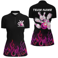 Load image into Gallery viewer, Custom Pink Flame Bowling Shirts For Women, Personalized Bowling Team Shirts IPHW7379