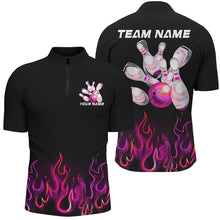 Load image into Gallery viewer, Custom Pink Flame Bowling Shirts For Men, Personalized Bowling Team Shirts IPHW7379