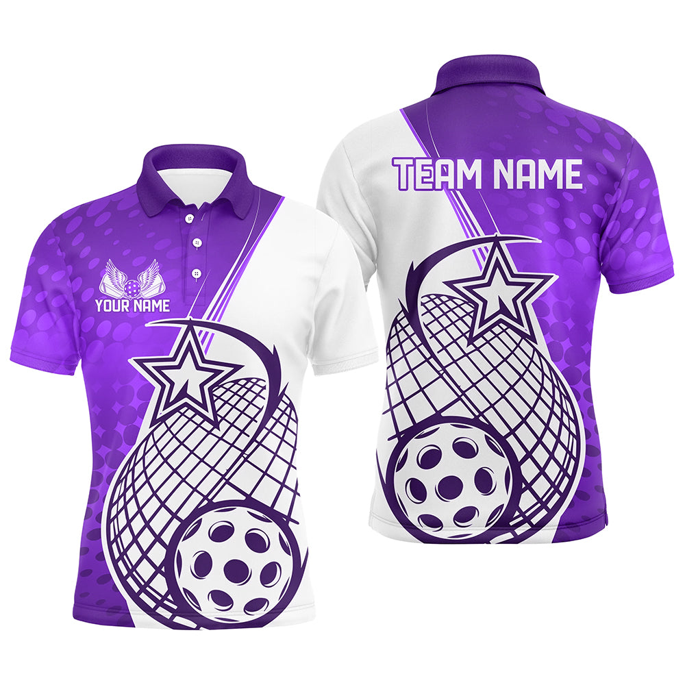 Custom Purple Pickleball Polo Shirts For Men, Pickleball Tournament Team Shirt IPHW8113