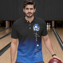 Load image into Gallery viewer, Custom Black And Blue Skull Valentines Day Couple Bowling Polo Shirts For Men IPHW8343