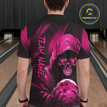 Load image into Gallery viewer, Pink Bowling Grim Reaper Custom Men Bowling Polo Shirts Skull Bowling Team Jerseys IPHW10697