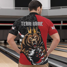 Load image into Gallery viewer, Black And Red Custom Bear Bowling King Quarter-Zip Shirts For Men, Bear Bowling Team Uniform IPHW8834