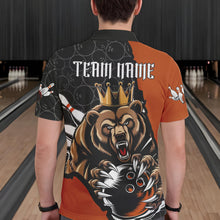 Load image into Gallery viewer, Black And Orange Custom Bear Bowling King Polo Shirts For Men, Bear Bowling Team Uniform IPHW8837