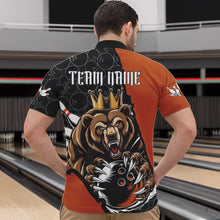 Load image into Gallery viewer, Black And Orange Custom Bear Bowling King Quarter-Zip Shirts For Men, Bear Bowling Team Uniform IPHW8837