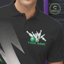 Load image into Gallery viewer, Black And Green Custom Bowling Jerseys, Men Polo Shirt Bowling Tournament Outfits IPHW9079