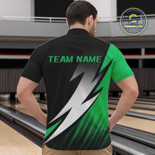 Load image into Gallery viewer, Black And Green Custom Bowling Jerseys, Men Quarter-Zip Shirt Bowling Tournament Outfits IPHW9079