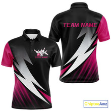 Load image into Gallery viewer, Black And Pink Custom Bowling Jerseys, Men Polo Shirt Bowling Tournament Outfits IPHW9081