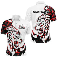 Load image into Gallery viewer, Custom Red Camo Lion Bowling Team Polo Shirts For Men, Lion Bowling League Shirt IPHW8855