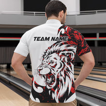 Load image into Gallery viewer, Custom Red Camo Lion Bowling Team Quarter-Zip Shirts For Men, Lion Bowling League Shirt IPHW8855