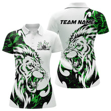 Load image into Gallery viewer, Custom Green Camo Lion Bowling Team Polo Shirts For Women, Lion Bowling League Shirt IPHW8857