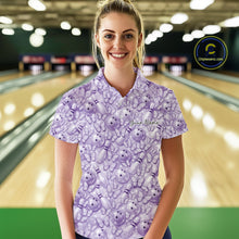 Load image into Gallery viewer, Custom Blue Butterfly Bowling Women Polo Shirt, Ladies Bowlers Outfit IPHW10932