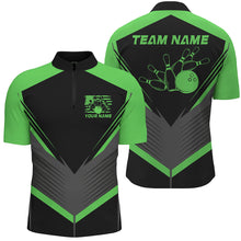 Load image into Gallery viewer, Black And Green Custom Vintage Bowling Shirts For Men, Classic Bowling League Shirt For Team IPHW7704