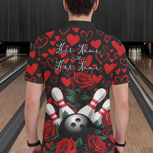 Load image into Gallery viewer, Black And Red Heart Theme Custom Valentines Bowling Polo Shirt For Men, Couple Bowling Shirt IPHW8356