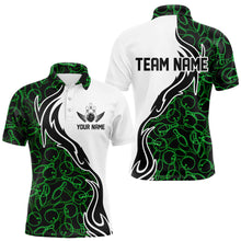 Load image into Gallery viewer, Black And Green Bowling Pattern Custom Bowling Team Men Polo Shirts, Bowling League Shirt IPHW8867