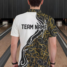 Load image into Gallery viewer, Black And Yellow Bowling Pattern Custom Bowling Team Men Polo Shirts, Bowling League Shirt IPHW8868