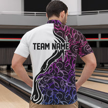 Load image into Gallery viewer, Blue Purple Pink Bowling Pattern Custom Bowling Team Men Quarter-Zip Shirts, Bowling League Shirt IPHW8869