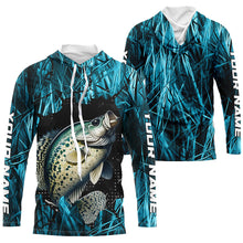 Load image into Gallery viewer, Crappie Fishing Custom Long Sleeve Tournament Shirts, Crappie Fishing Jerseys | Blue Camo IPHW6359