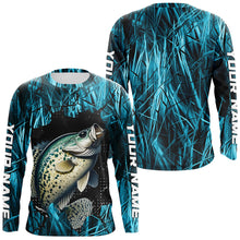 Load image into Gallery viewer, Crappie Fishing Custom Long Sleeve Tournament Shirts, Crappie Fishing Jerseys | Blue Camo IPHW6359