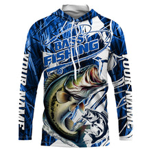 Load image into Gallery viewer, Personalized Largemouth Bass Long Sleeve Performance Fishing Shirts, Bass Fishing Jersey | Blue Camo IPHW6364