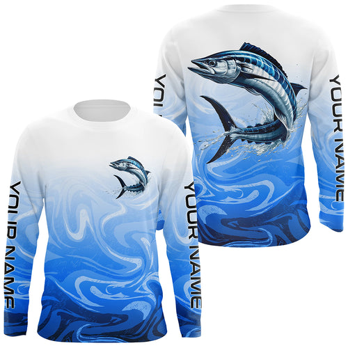 Wahoo Fishing Custom Long Sleeve Performance Shirts, Wahoo Saltwater Fishing Apparel | Blue Camo IPHW6367