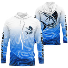 Load image into Gallery viewer, Sailfish Fishing Custom Long Sleeve Shirts, Sailfish Saltwater Fishing Apparel | Blue Camo IPHW6368