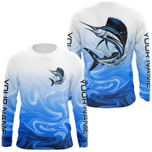 Load image into Gallery viewer, Sailfish Fishing Custom Long Sleeve Shirts, Sailfish Saltwater Fishing Apparel | Blue Camo IPHW6368