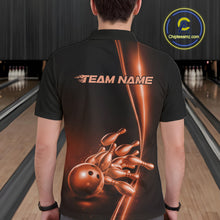 Load image into Gallery viewer, Custom Black And Orange Bowling Men Polo Shirt, Bowling Team Tournament Shirt Outfit IPHW11248