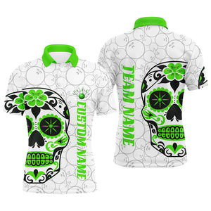 Custom Multi-Color Sugar Skull Tattoo Bowling Shirts For Men And Women, Custom Bowling Tournament Team Shirts IPHW6603