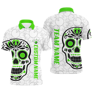 Custom Multi-Color Sugar Skull Tattoo Bowling Shirts For Men And Women, Custom Bowling Tournament Team Shirts IPHW6604