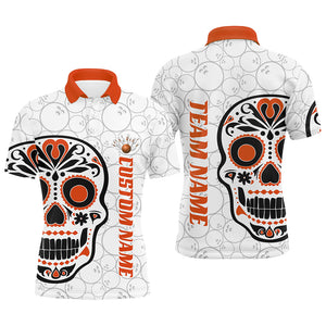 Custom Multi-Color Sugar Skull Tattoo Bowling Shirts For Men And Women, Custom Bowling Tournament Team Shirts IPHW6604