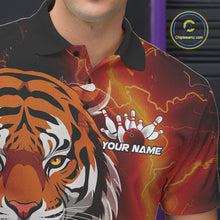 Load image into Gallery viewer, Custom Thunder Lightning Tiger Bowling Polo Shirts For Men, Bowling Team Outfit IPHW9093