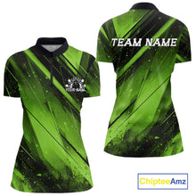 Load image into Gallery viewer, Custom Black And Green Splatter Halftone Women Bowling Quarter-Zip Shirts Bowling Jersey IPHW11445