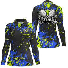 Load image into Gallery viewer, Green And Blue Custom Pickleball Team Shirts, Custom Pickleball Polo Shirts For Women IPHW6917