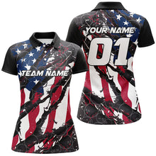 Load image into Gallery viewer, Custom American Flag Patriotic Bowling Shirt For Women With Custom Name, Team Name, Number IPHW7100