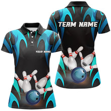 Load image into Gallery viewer, Black And Blue Customize Bowling Shirts For Women Team Jerseys  Gifts For Bowlers IPHW7107