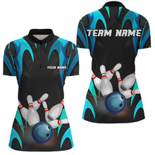 Load image into Gallery viewer, Black And Blue Customize Bowling Shirts For Women Team Jerseys  Gifts For Bowlers IPHW7107